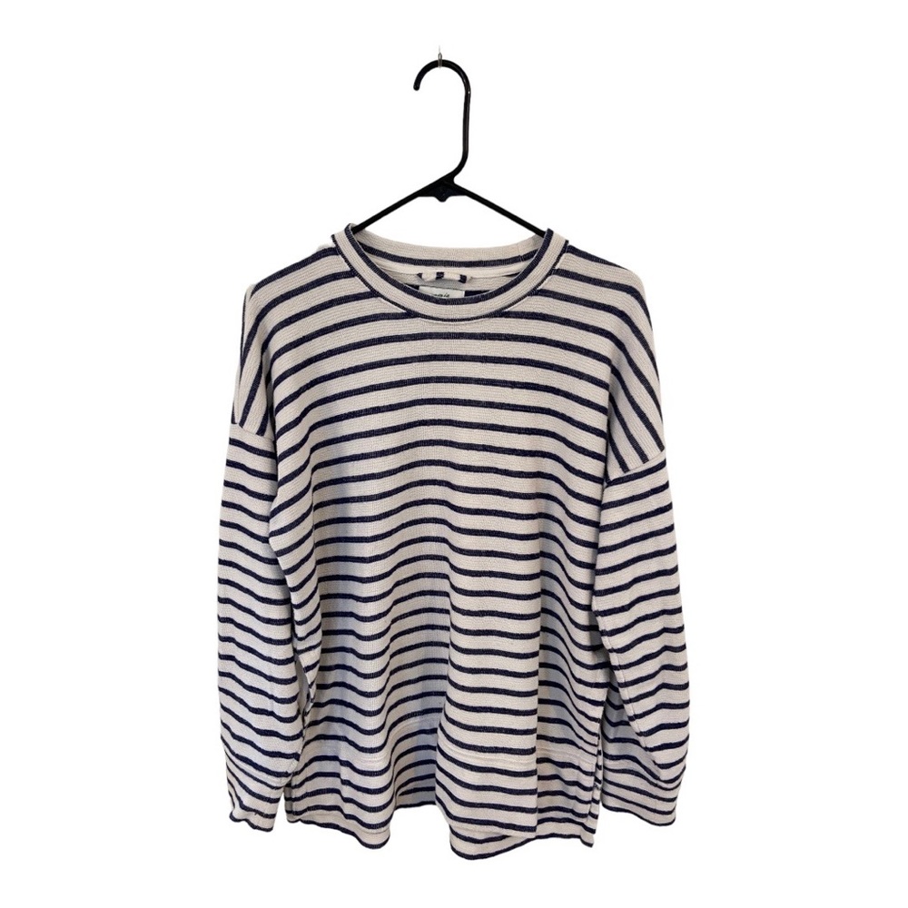 Aerie S white and blue striped tunic/long-sleeved shirt